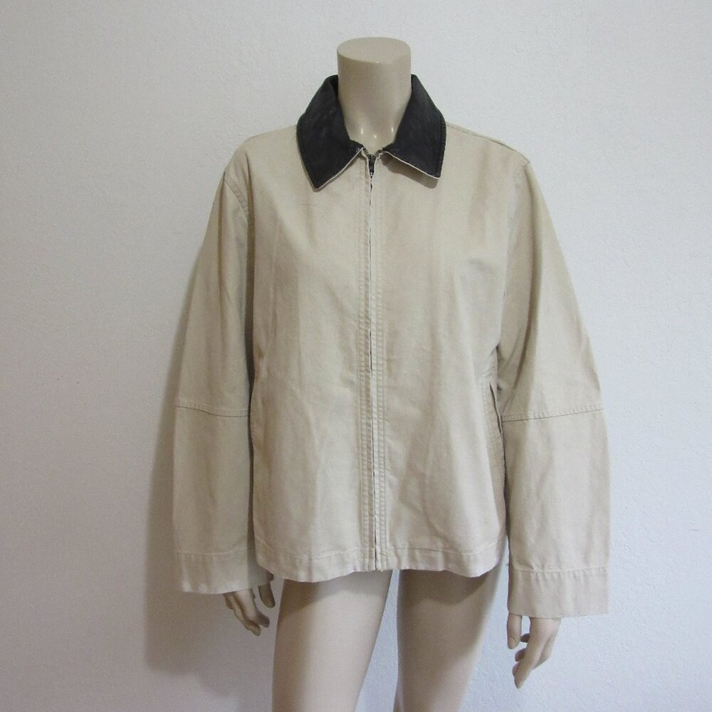 Mango MNG Barn Jacket Women’s  Beige Bomber with Black Collar